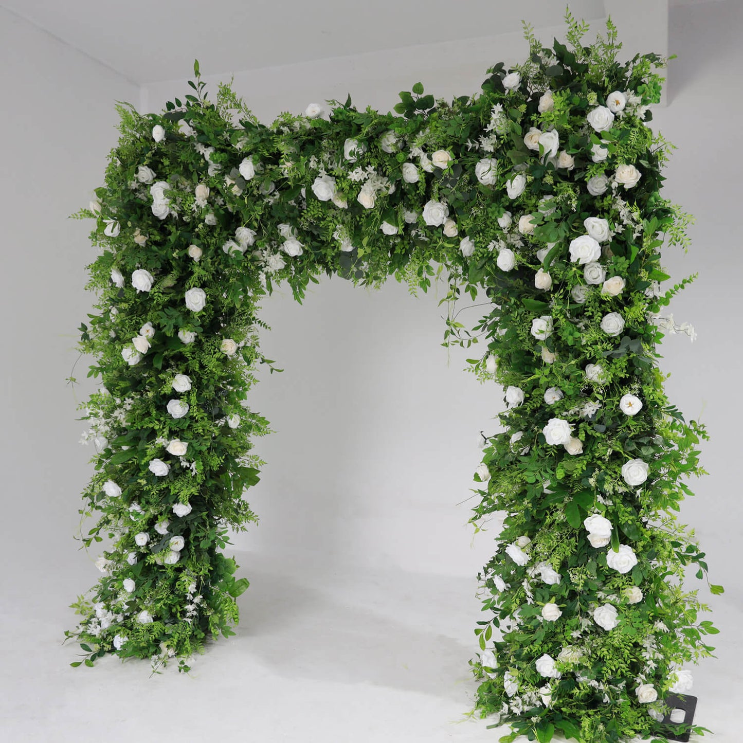 Green White Roses Fabric Artificial Flower Wall Arch Wedding Party Decoration-ubackdrop