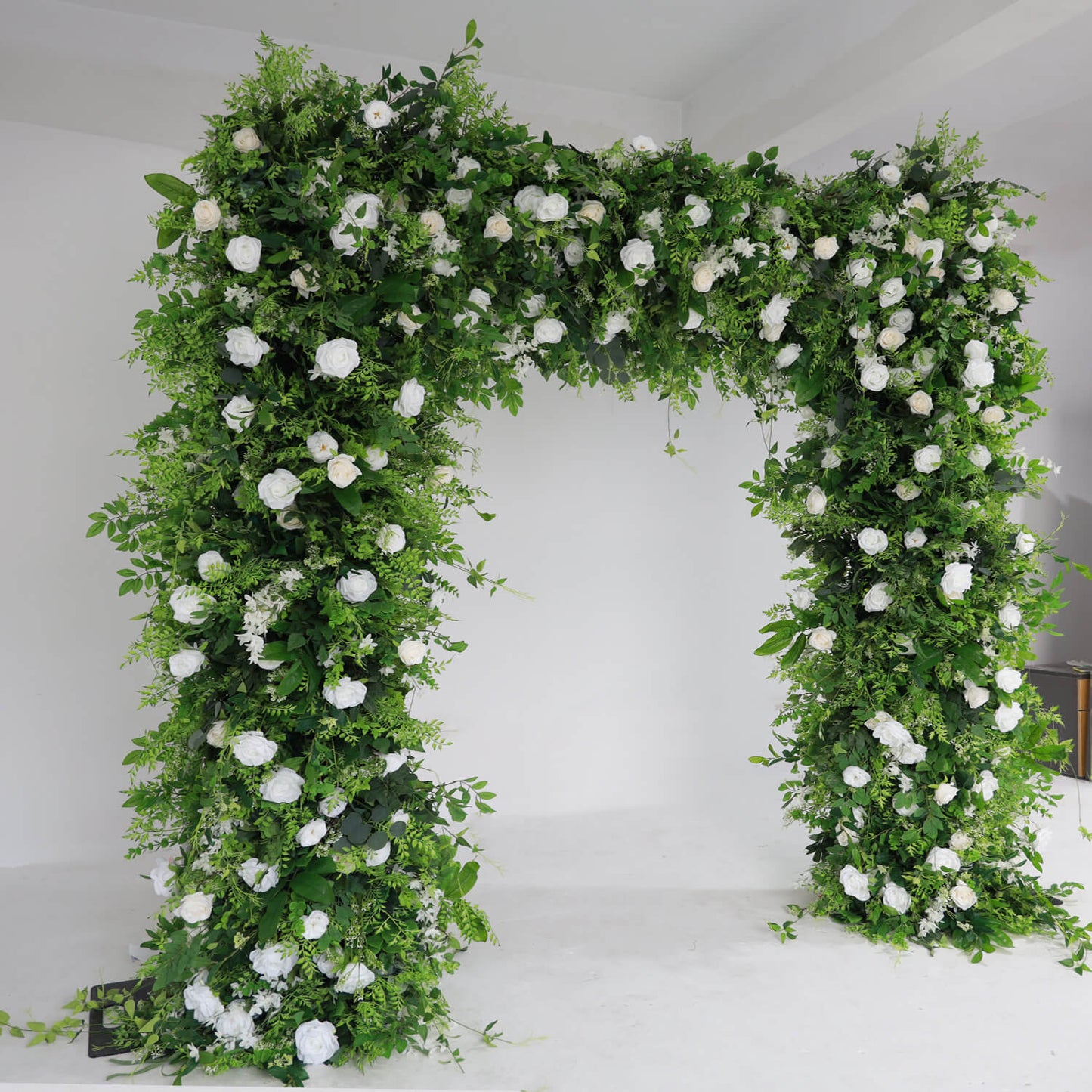 Green White Roses Fabric Artificial Flower Wall Arch Wedding Party Decoration-ubackdrop