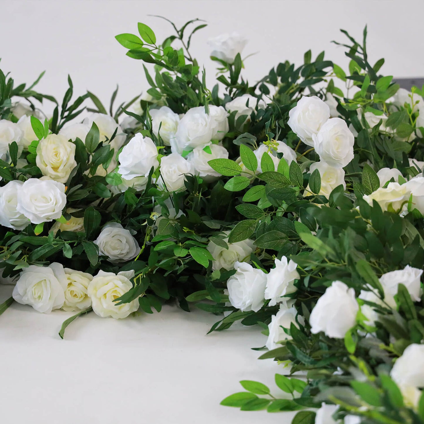 Green and White Fabric Artificial Flower Wall Arch Wedding Birthday Party Decoration-ubackdrop