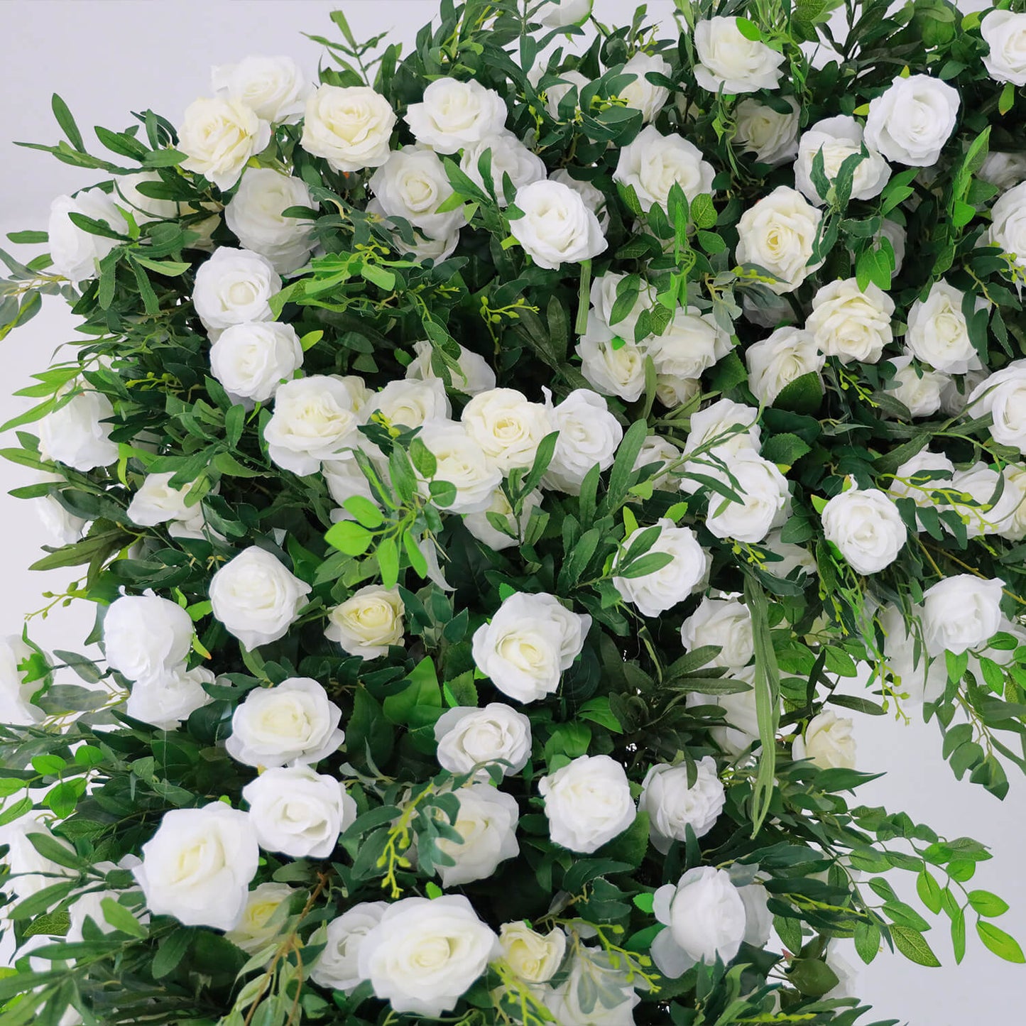 Green and White Fabric Artificial Flower Wall Arch Wedding Birthday Party Decoration-ubackdrop