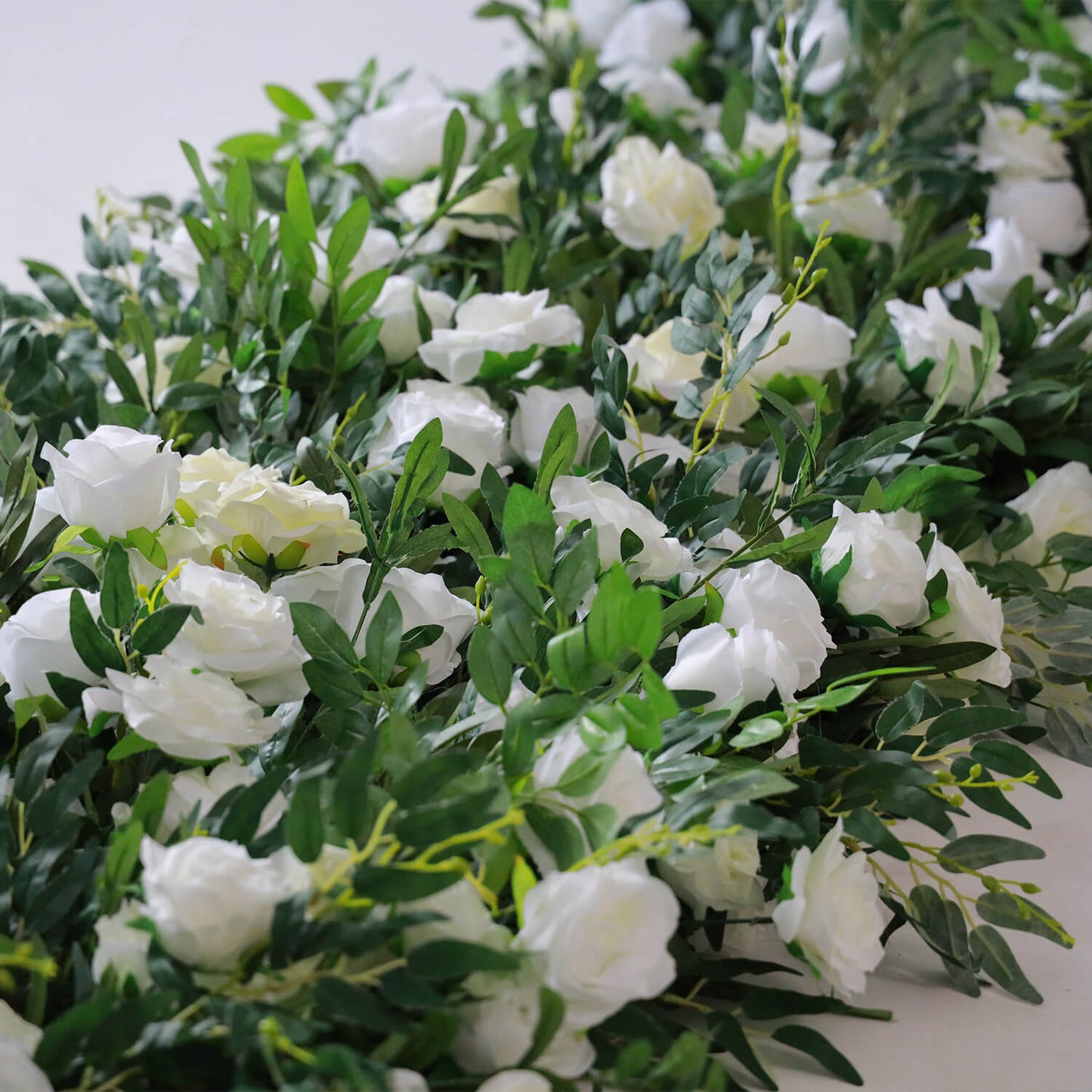 Green and White Fabric Artificial Flower Wall Arch Wedding Birthday Party Decoration-ubackdrop