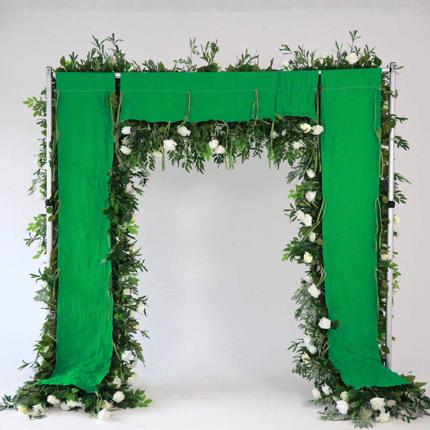 Green and White Fabric Artificial Flower Wall Arch Wedding Birthday Party Decoration-ubackdrop