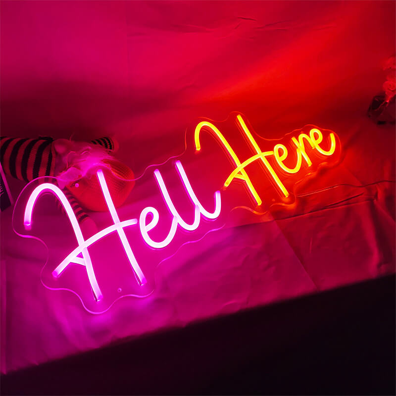 Halloween LED Neon Hell here Hell Entrance Sign Horror Atmosphere Lights-ubackdrop