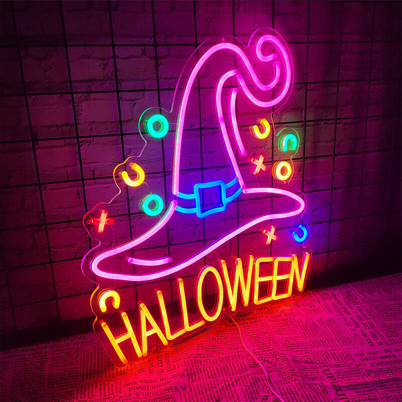 Halloween LED Neon Lights Witch Magic Hat Pumpkin Atmosphere Lights-ubackdrop