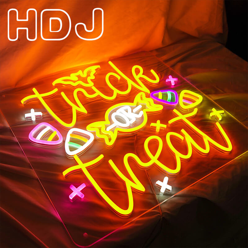 Halloween LED Neon Sign Trick or Treat Letters Glowing Letters Candy Decoration Lights-ubackdrop