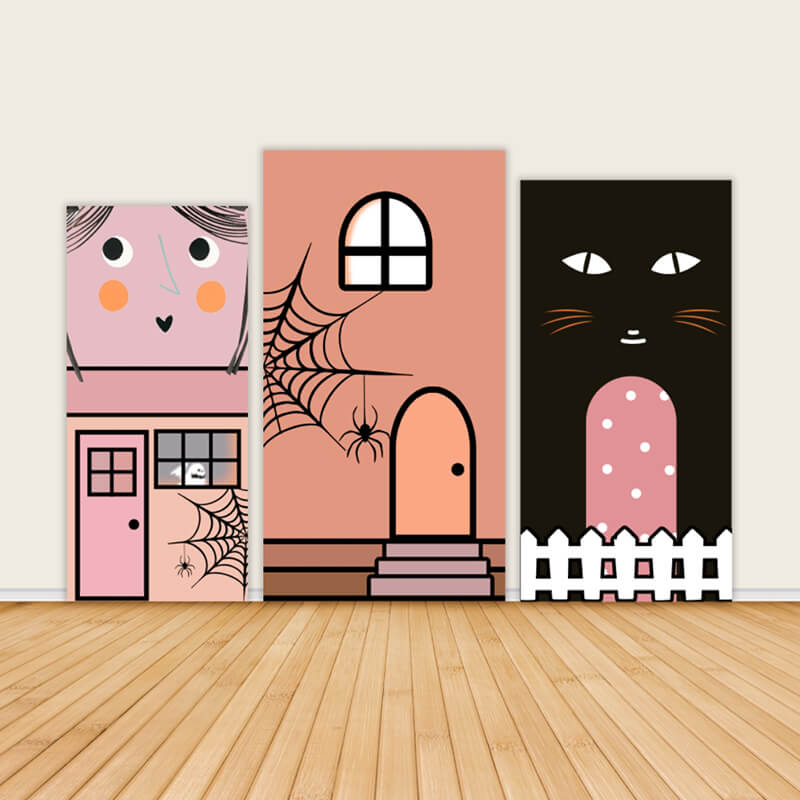 Halloween Spider Black Cat Cartoon Theme Party Decoration Backdrop-ubackdrop