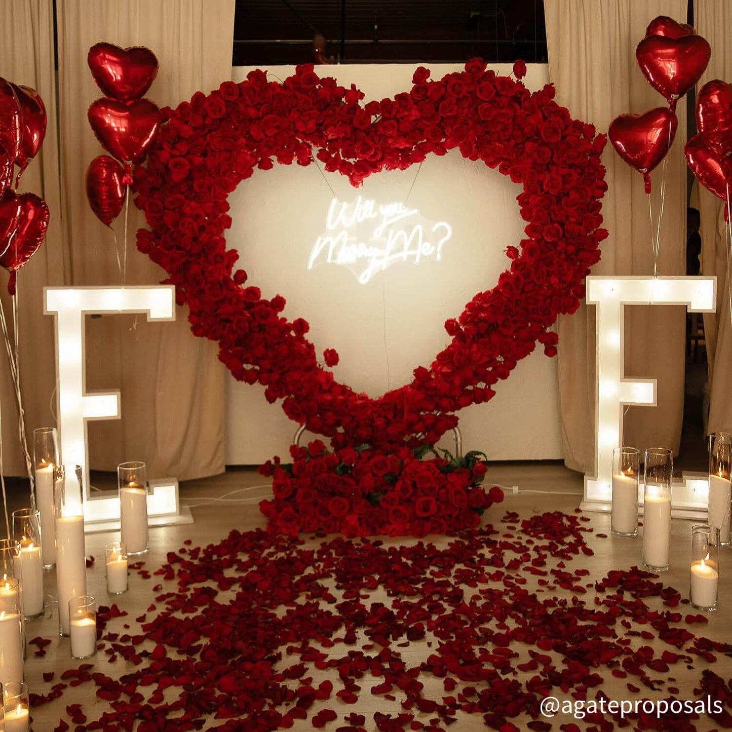 8ft Romantic Atmosphere Heart Shaped Red Rose Flower Wall Wedding Decoration Indoor-ubackdrop
