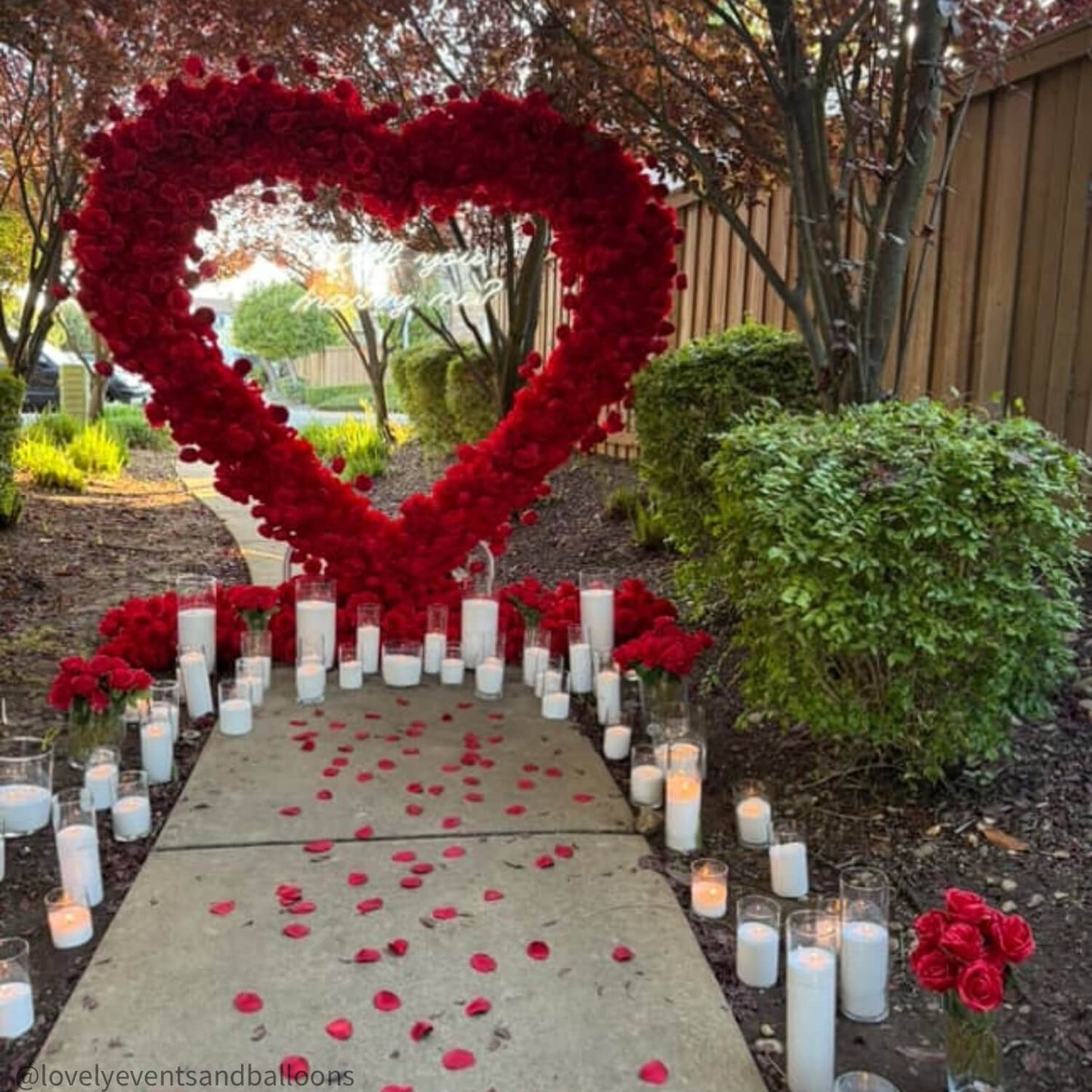 8ft Romantic Atmosphere Heart Shaped Red Rose Flower Wall Wedding Decoration Indoor-ubackdrop