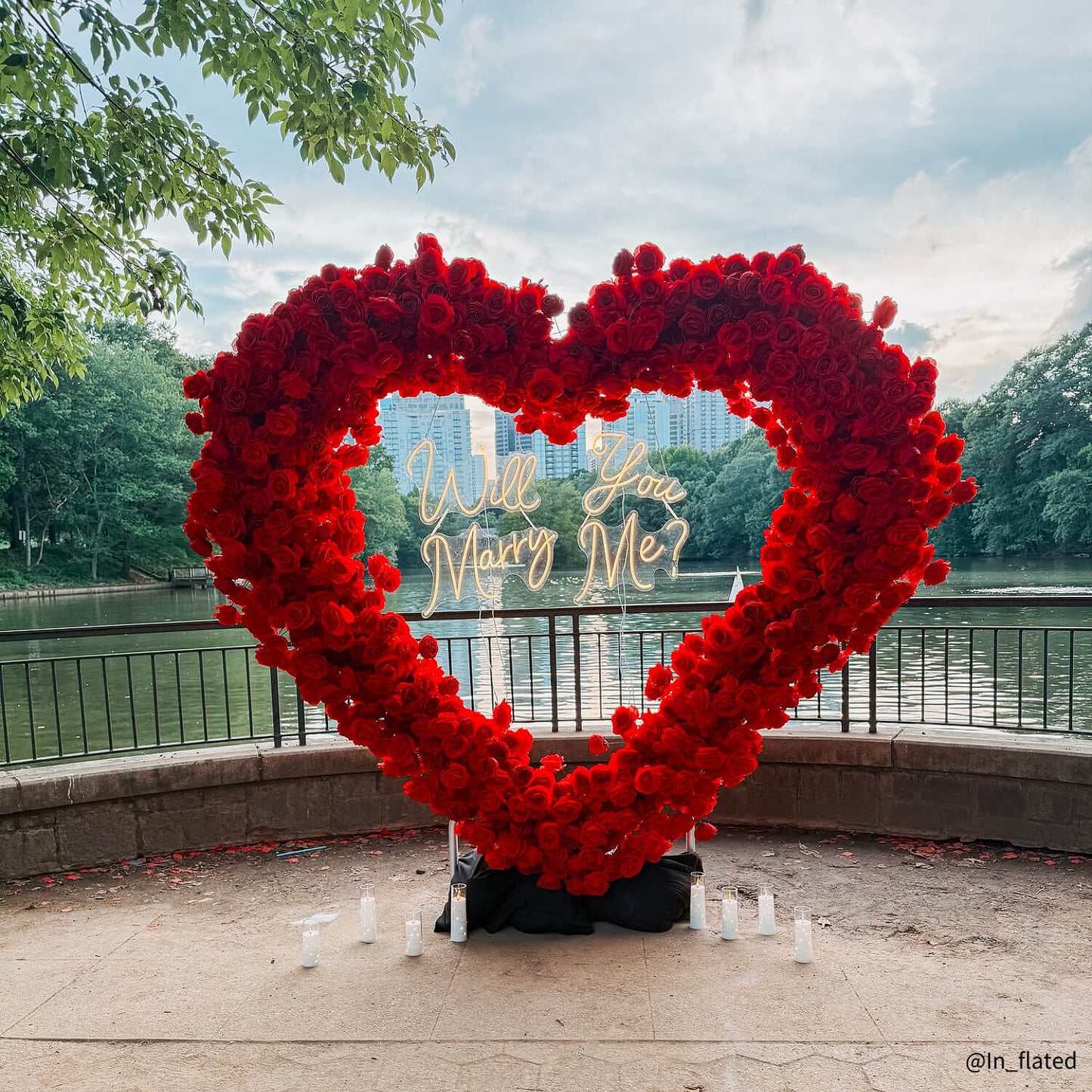 8ft Romantic Atmosphere Heart Shaped Red Rose Flower Wall Wedding Decoration Indoor-ubackdrop