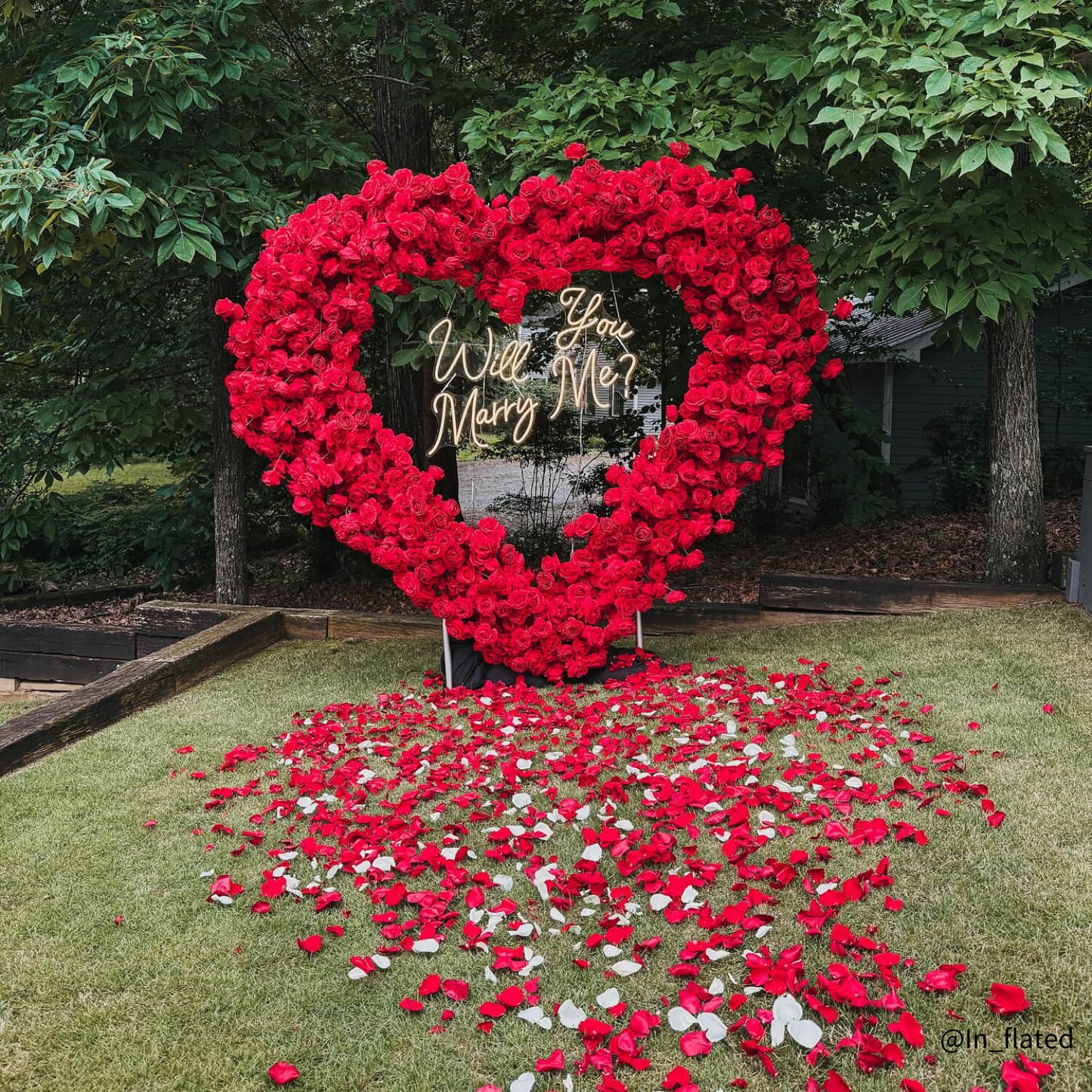 8ft Romantic Atmosphere Heart Shaped Red Rose Flower Wall Wedding Decoration Indoor-ubackdrop