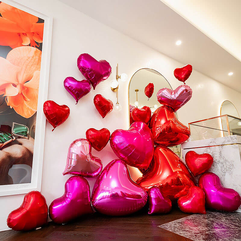 Red Shiny Hearts Inflatable Mirror Ball Reusable Big Bubble Balloon-ubackdrop