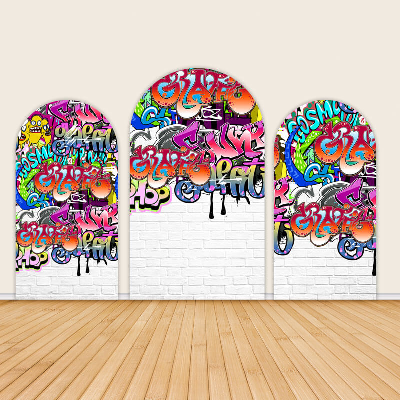 Hip Hop Theme Birthday Backdrop Graffiti Wall Party Backdrop-ubackdrop
