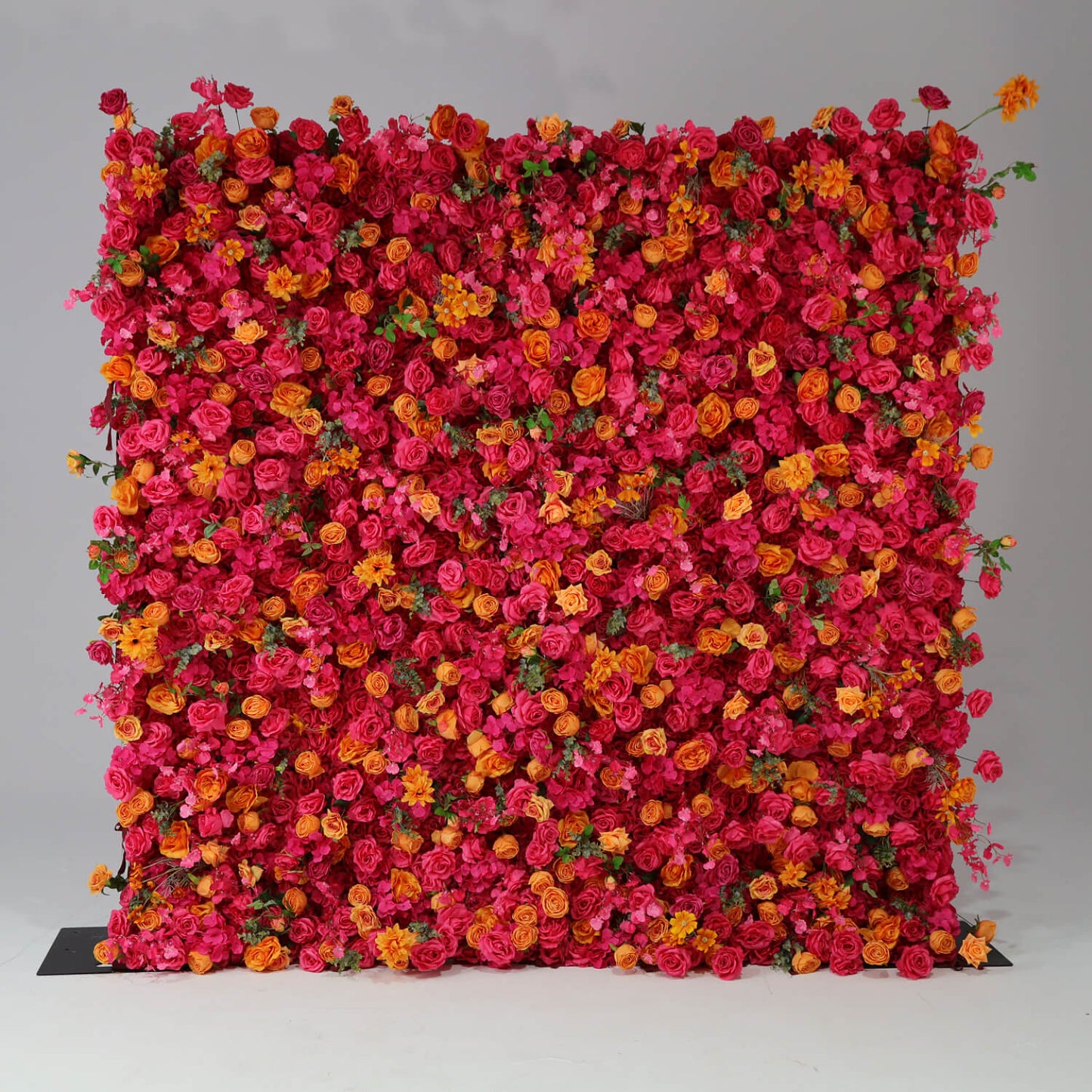 Vibrant Hot Pink and Orange Rose Flower Wall Backdrop for Weddings & Events-ubackdrop