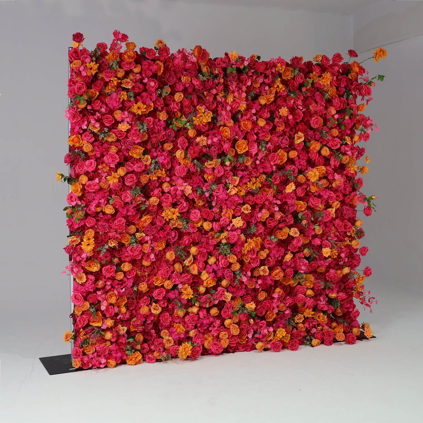 Vibrant Hot Pink and Orange Rose Flower Wall Backdrop for Weddings & Events-ubackdrop