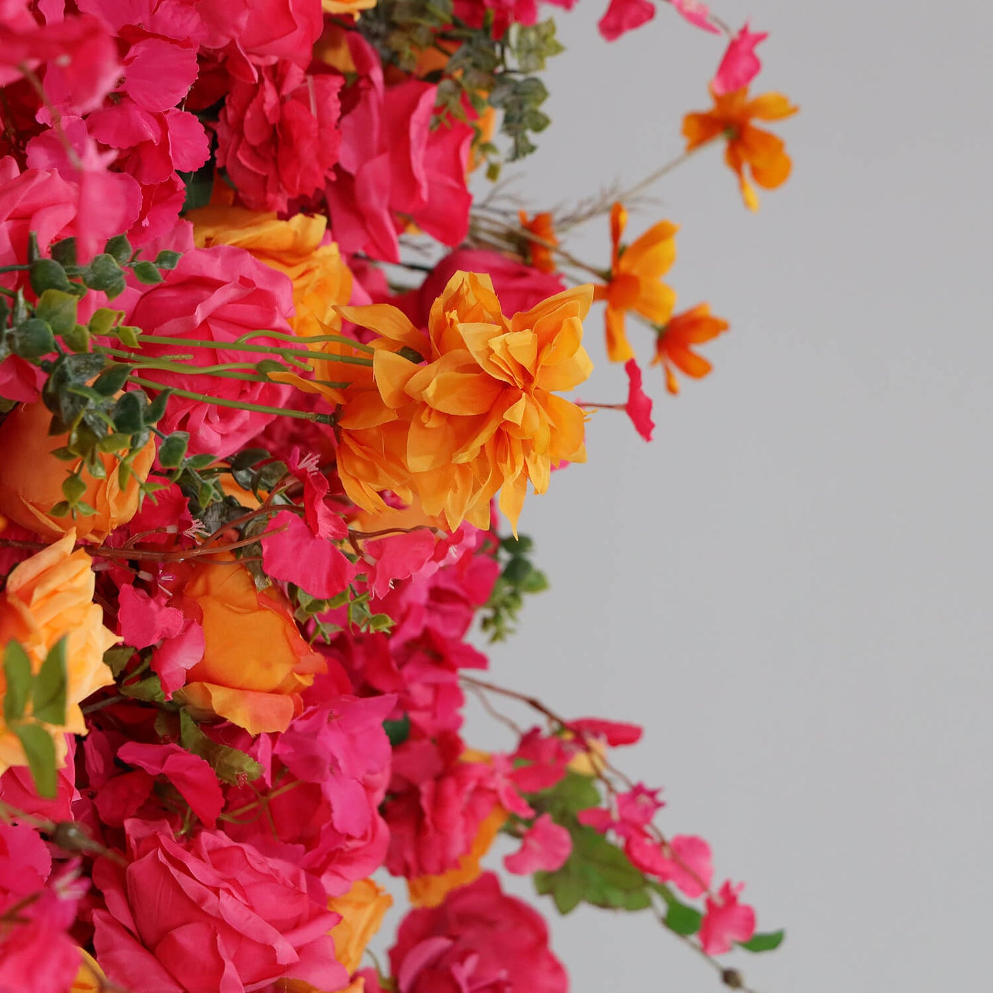 Vibrant Hot Pink and Orange Rose Flower Wall Backdrop for Weddings & Events-ubackdrop