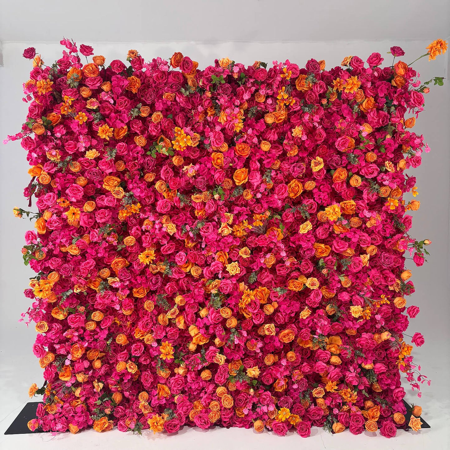 Vibrant Hot Pink and Orange Rose Flower Wall Backdrop for Weddings & Events-ubackdrop