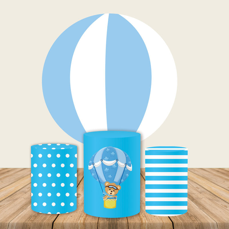 Hot Air Balloon Baptism Baby Shower Round Backdrop-ubackdrop