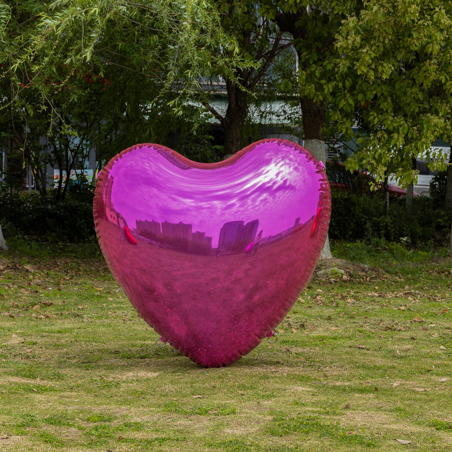 Hot Pink Shiny Hearts Inflatable Mirror Ball Reusable Big Bubble Balloon-ubackdrop