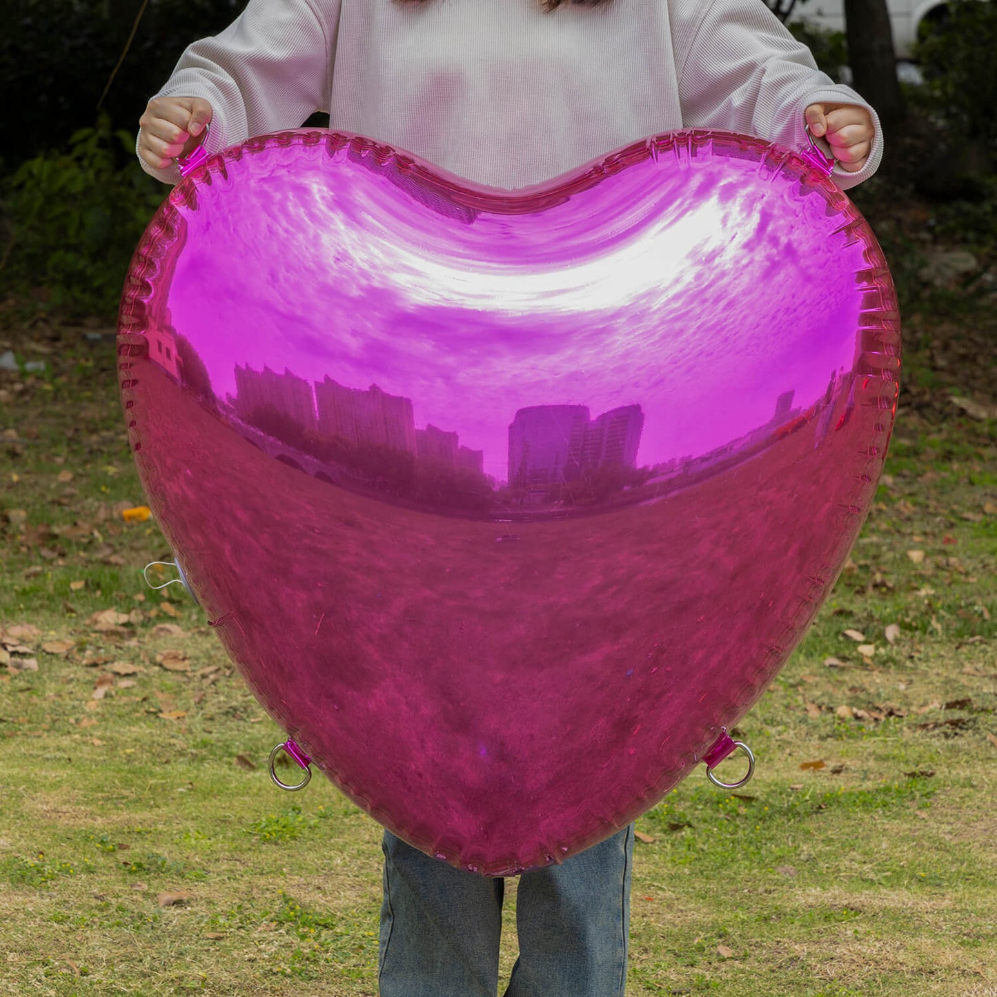 Hot Pink Shiny Hearts Inflatable Mirror Ball Reusable Big Bubble Balloon-ubackdrop