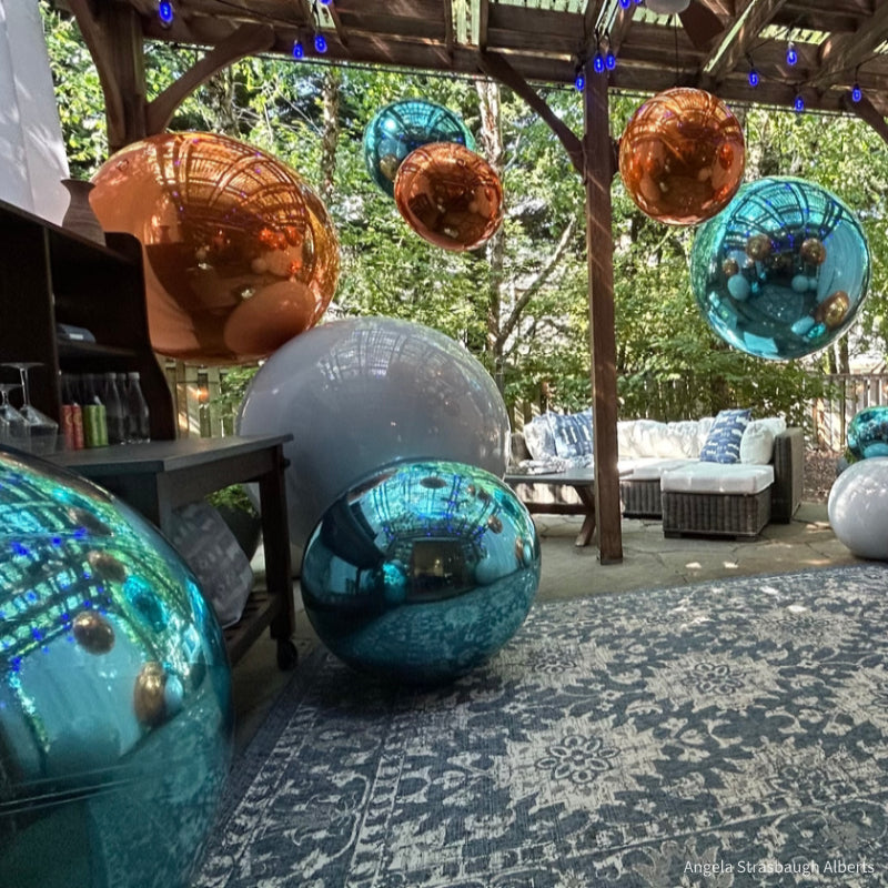 Light Blue Inflatable Mirror Ball Reusable Big Bubble Balloon-ubackdrop