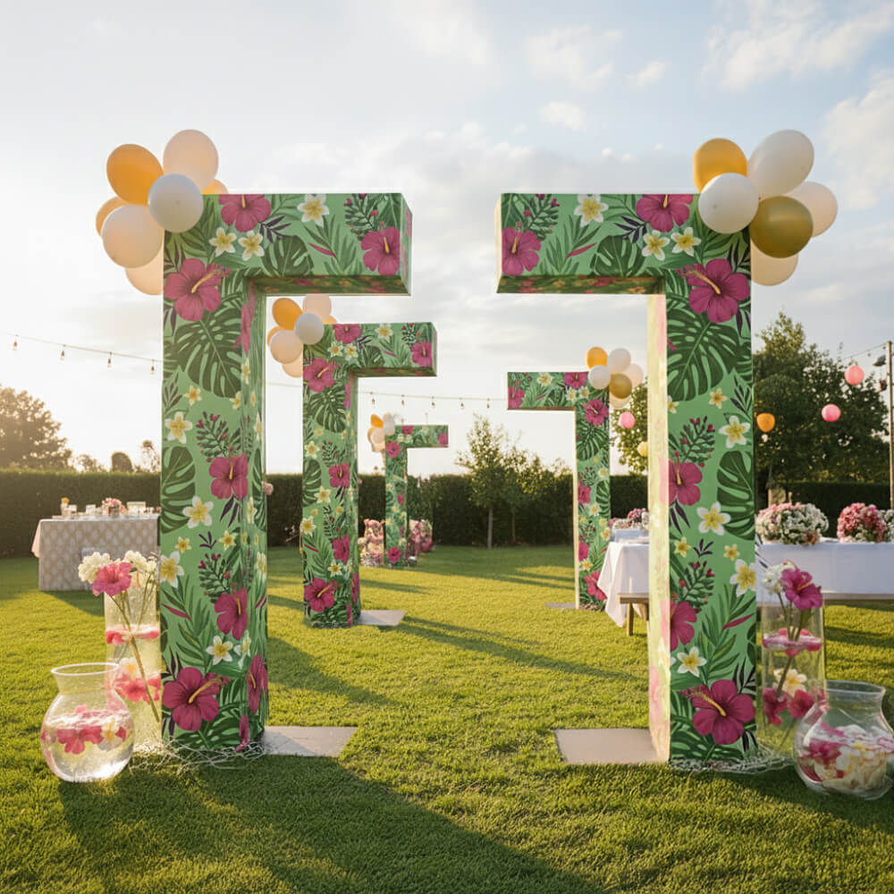 3.7x8.2ft Inverted L-Shaped Stand with Heavy-Duty Base Plate for Event Decorations