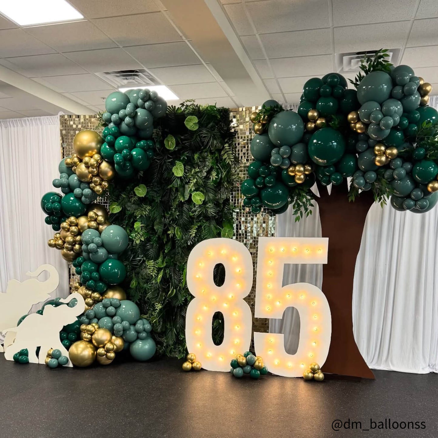 Green Tropical Jungle Fabric Artificial Flower Wall Backdrop Party Decor-ubackdrop