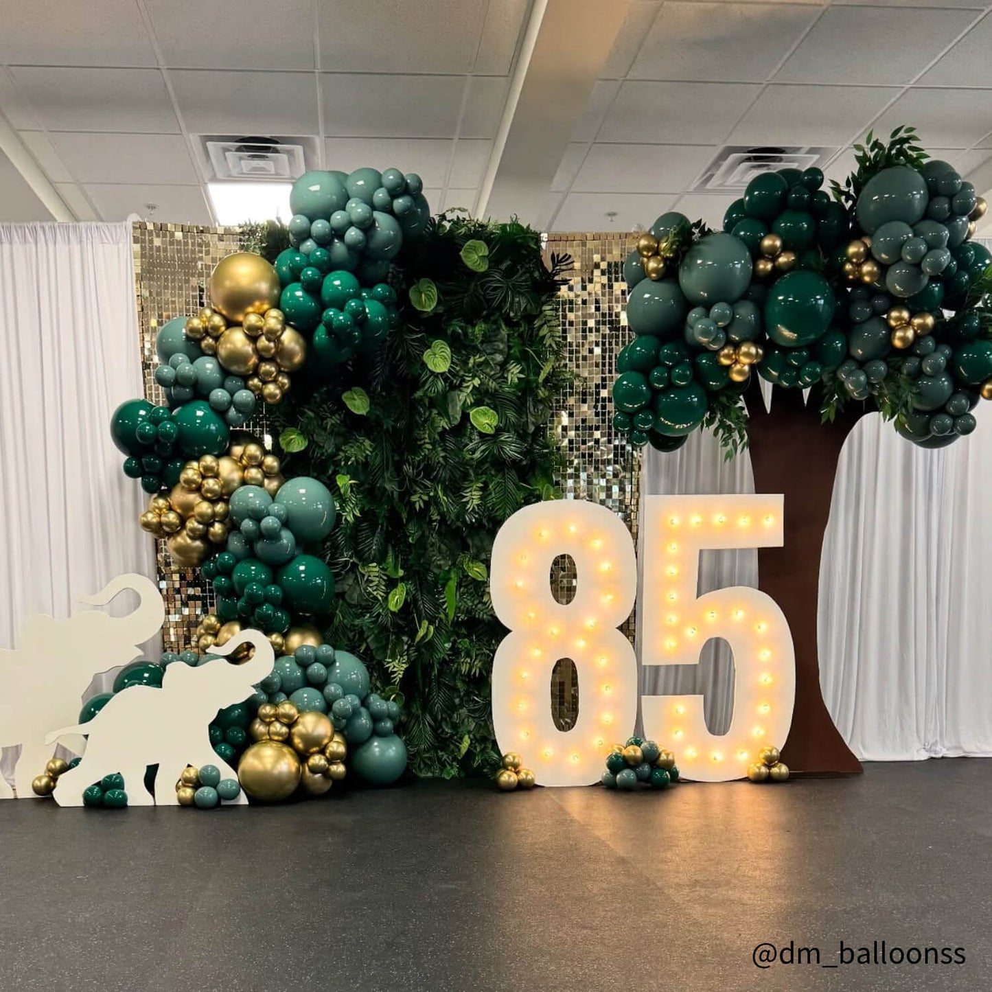 Green Tropical Jungle Fabric Artificial Flower Wall Backdrop Party Decor-ubackdrop