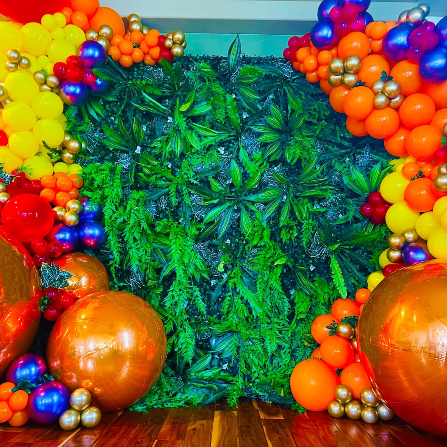 5D Green Jungle Fabric Artificial Flower Wall Party Decor Outdoor-ubackdrop