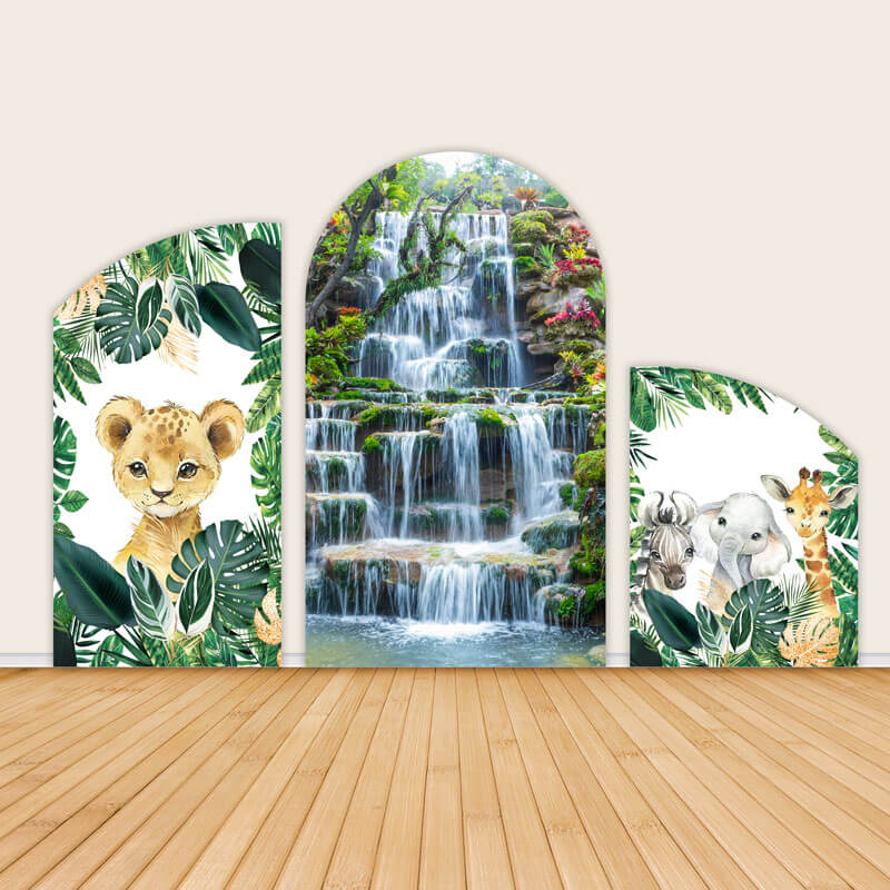 Jungle One Birthday Party Arch Wall Backdrop-ubackdrop
