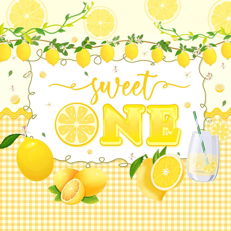 Lemon Theme Sweet One Baby Shower Party Backdrop Cover-ubackdrop
