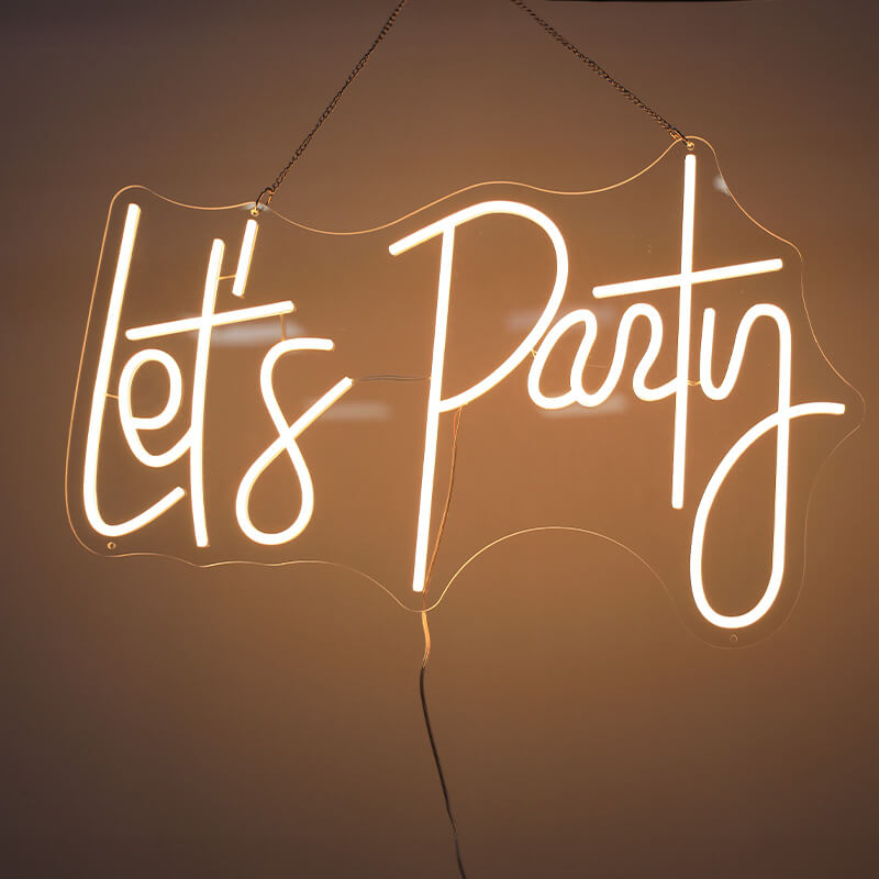 Let's Party LED Neon Sign Resuable Party Decoration Backdrop-ubackdrop