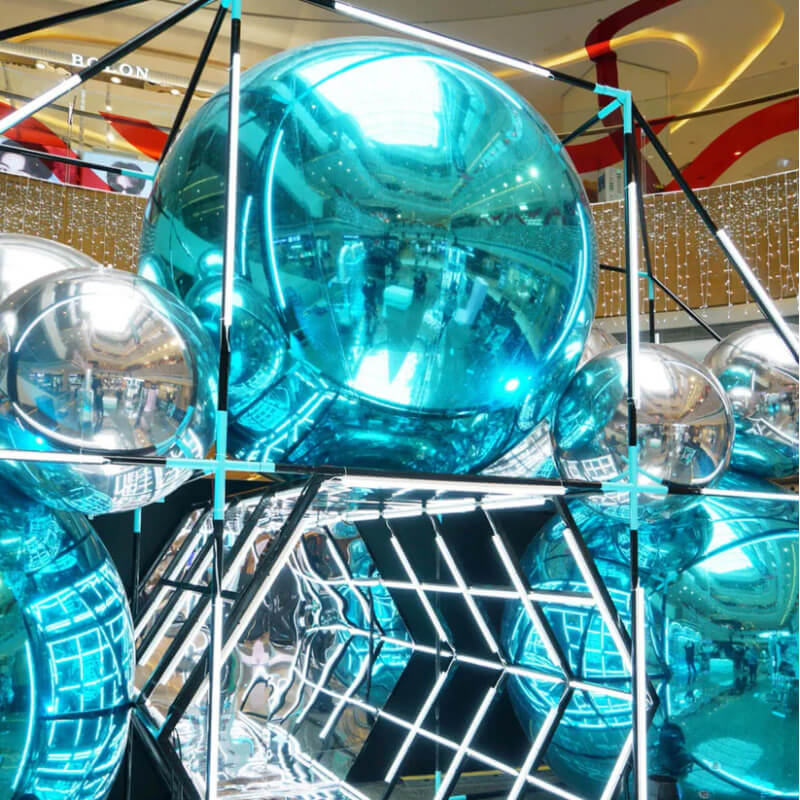 Light Blue Inflatable Mirror Ball Reusable Big Bubble Balloon-ubackdrop