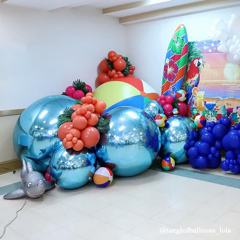 Light Blue Inflatable Mirror Ball Reusable Big Bubble Balloon-ubackdrop