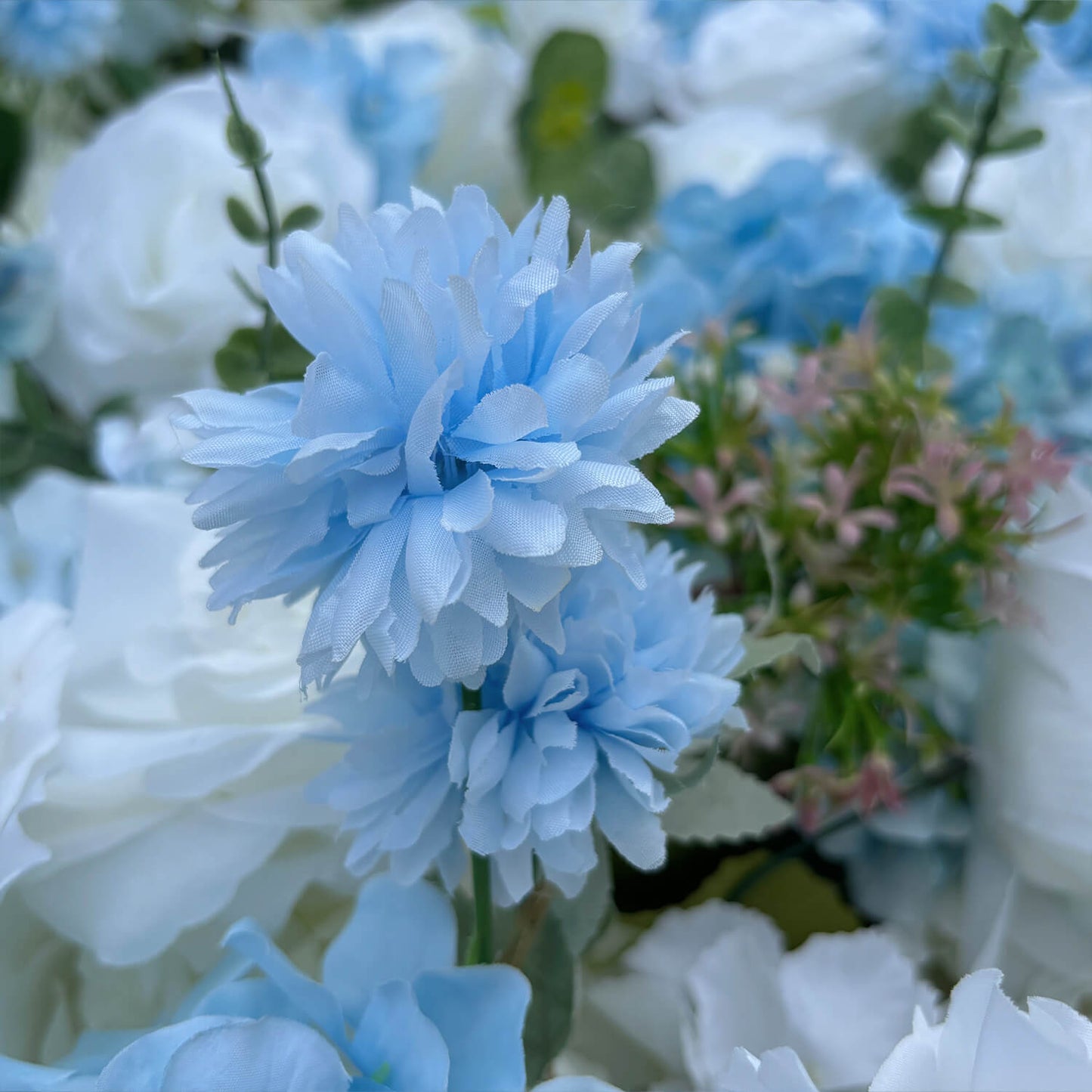 Light Blue White Rose Fabric Flower Wall Party Decor-ubackdrop