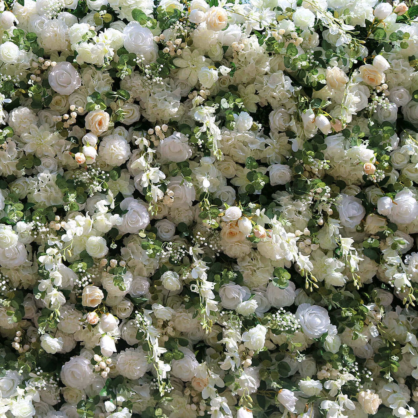 Luxury Wedding Champagne & White Rose Fabric Flower Wall Party Decor-ubackdrop