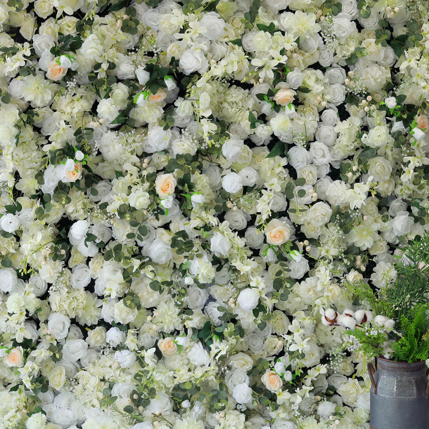 Luxury Wedding Champagne & White Rose Fabric Flower Wall Party Decor-ubackdrop