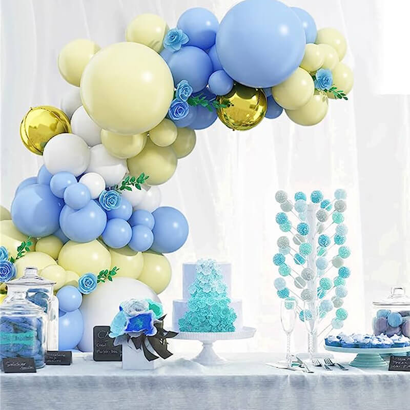 Macaron Yellow Blue Balloon Arch Kit for Birthday Party Decoration-ubackdrop