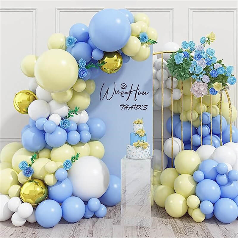Macaron Yellow Blue Balloon Arch Kit for Birthday Party Decoration-ubackdrop