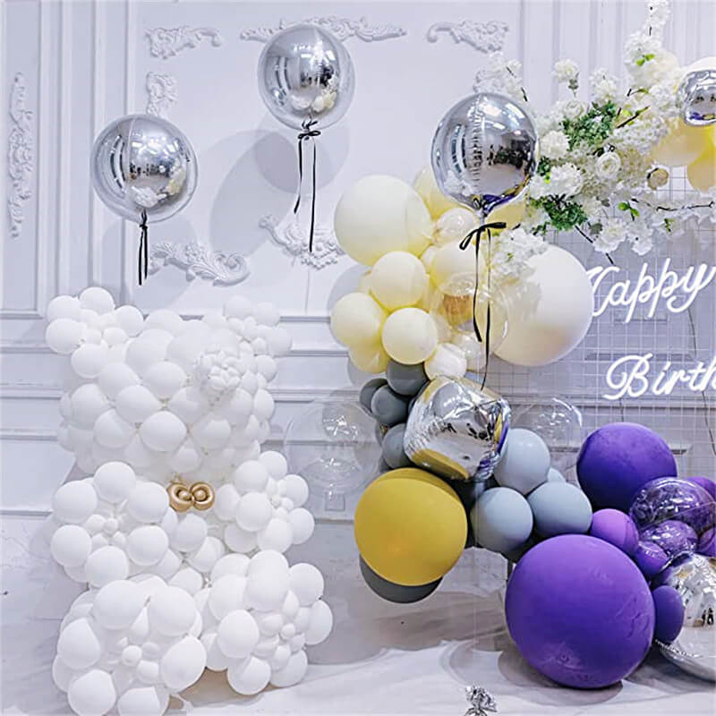 Macaron Yellow Silver Balloons Clear Color Purple Gray Balloons Kit Wedding Birthday Party-ubackdrop