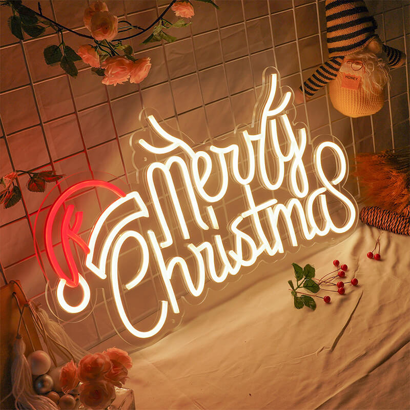 Merry Christmas LED Neon Sign Signage Mall Atmosphere Decorative Lights-ubackdrop