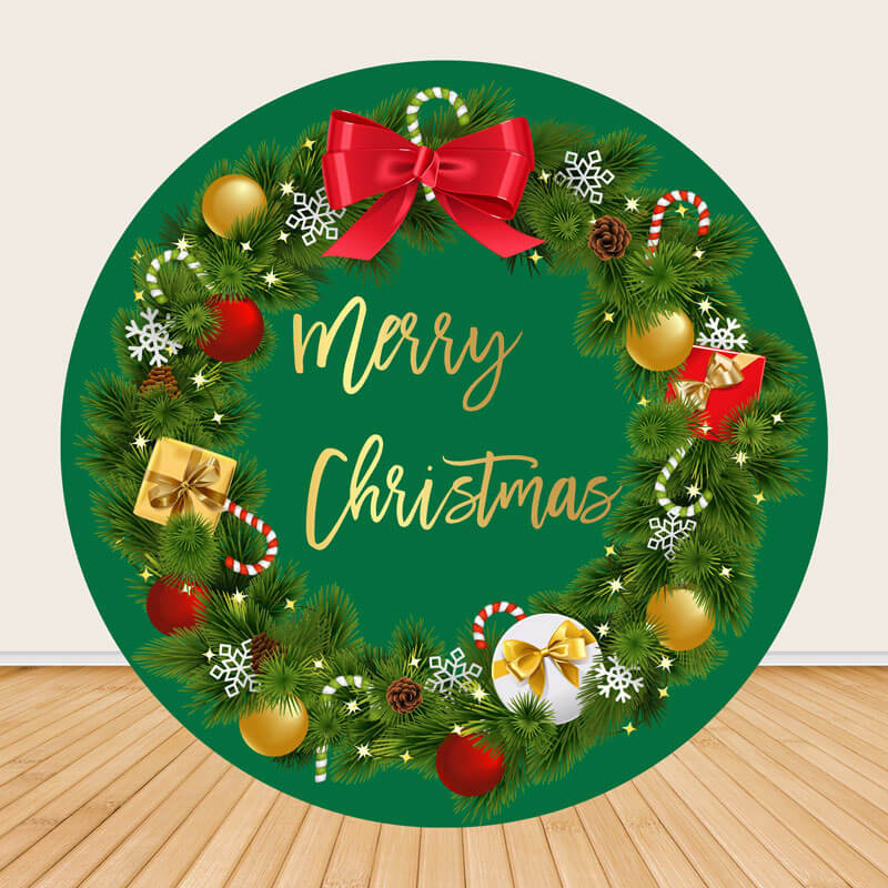 Merry Christmas Round Backdrop Party Decoration-ubackdrop