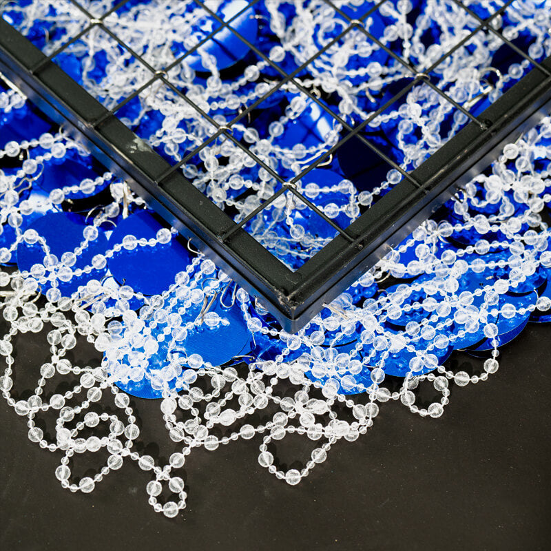 2.6x1ft Metal Stand With Blue Sequin Curtain Backdrop Shimmer Wall Decoration