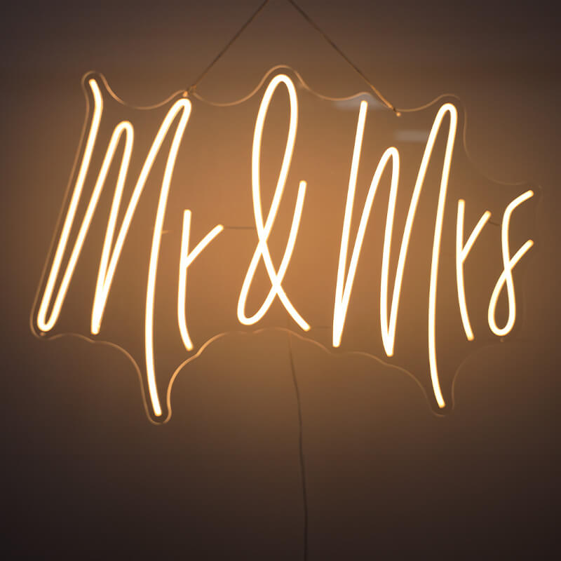 Mr & Mrs LED Neon Sign Resuable Party Decoration Backdrop-ubackdrop