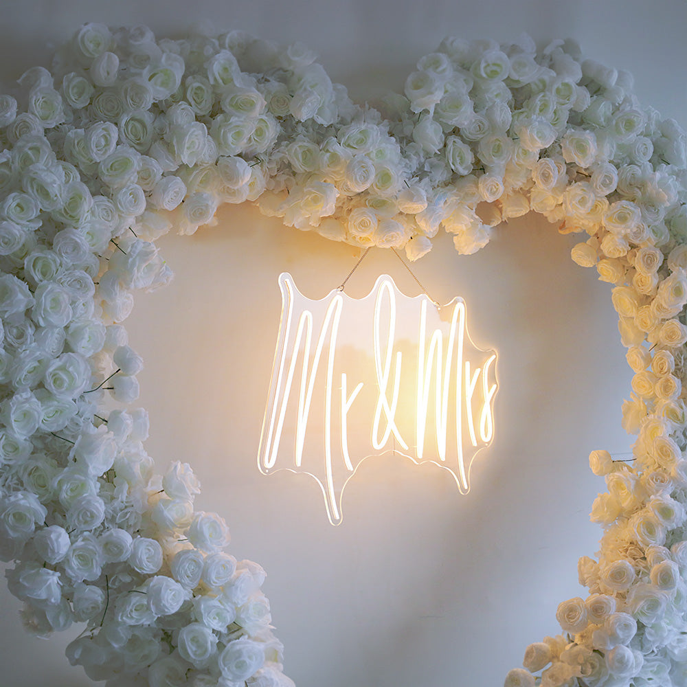 Mr & Mrs LED Neon Sign Resuable Party Decoration Backdrop-ubackdrop