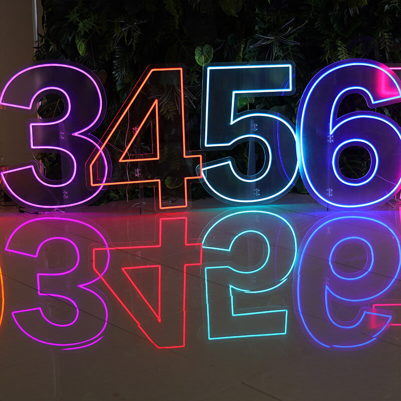 Custom 0 to 9 Number LED Neon Sign Wall Letters Light Party Decoration-ubackdrop