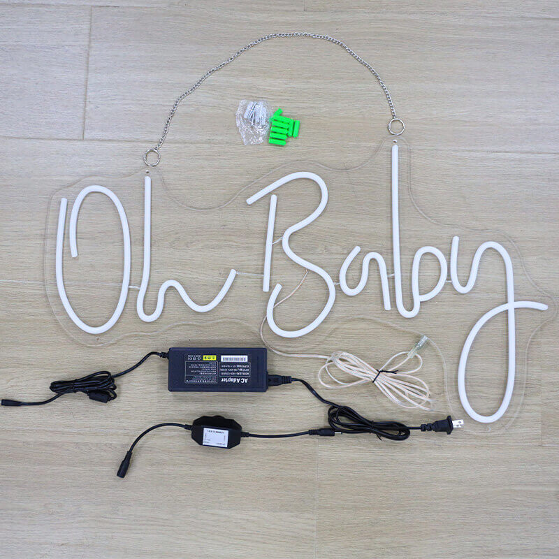 Oh Baby LED Neon Sign Resuable Party Decoration Backdrop-ubackdrop