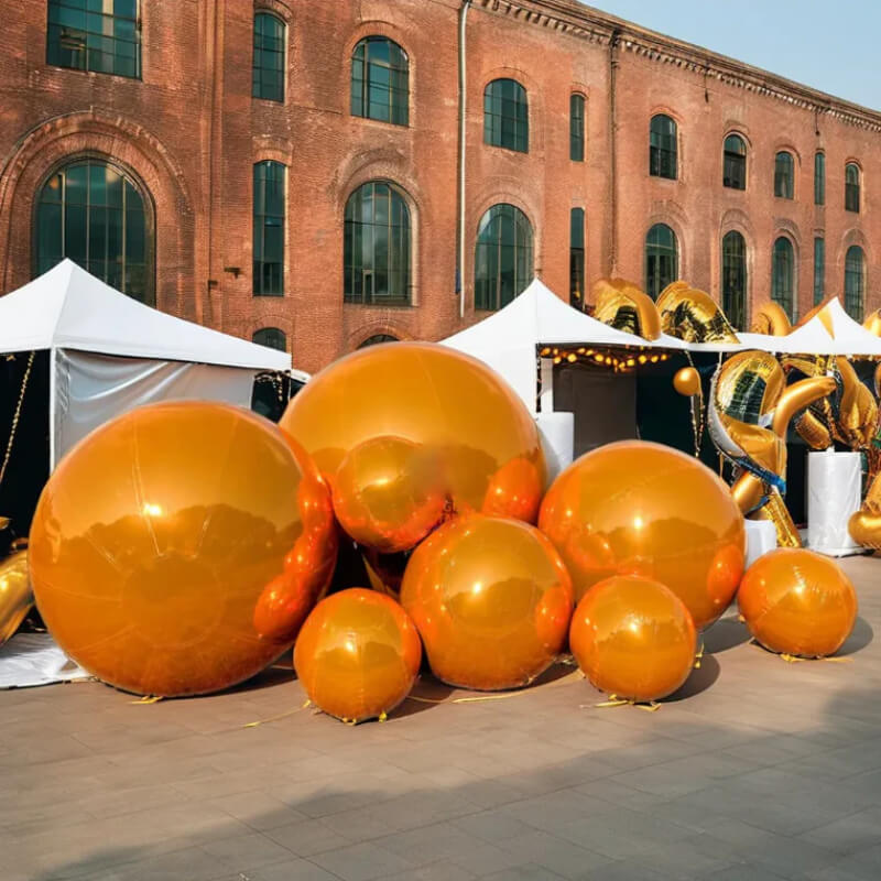 Orange Inflatable Mirror Ball Reusable Big Bubble Balloon-ubackdrop