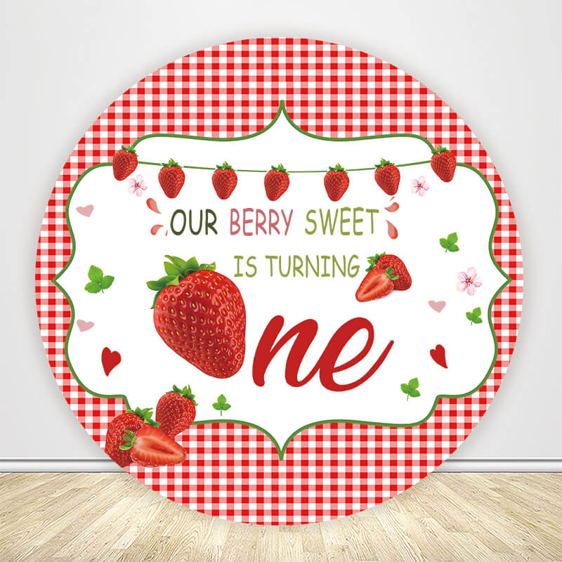 Our Berry Sweet Is Turning One Birthday Backdrop-ubackdrop