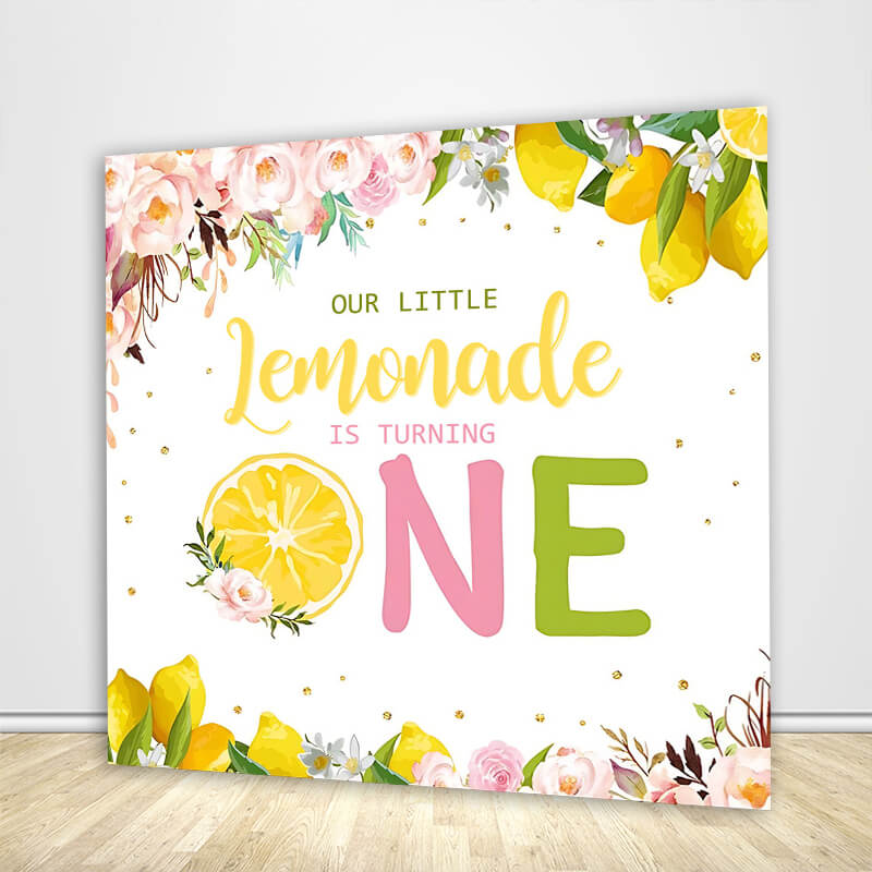 Our Little Lemonade Is Turning One Baby Shower Party Backdrop Cover-ubackdrop