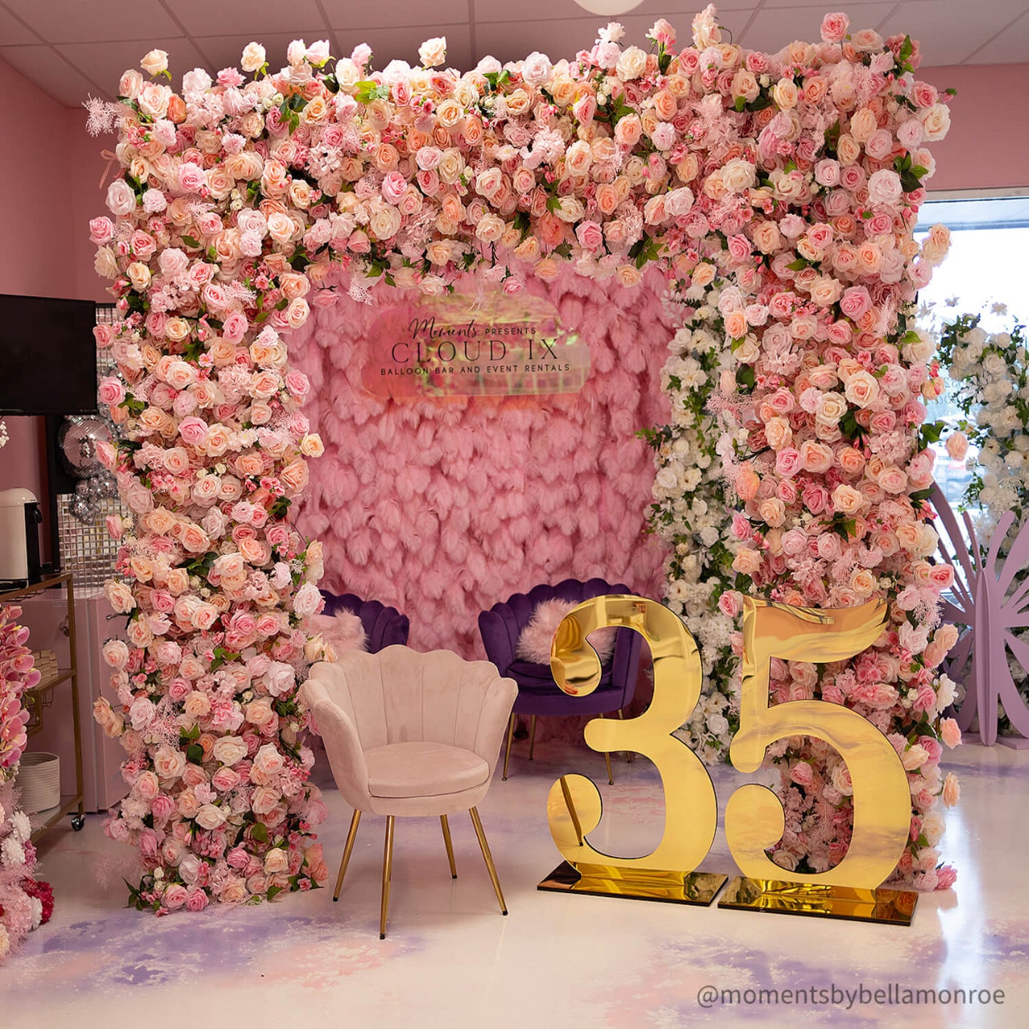 Pink Fabric Artificial Flower Wall Arch Wedding Birthday Party Decoration-ubackdrop